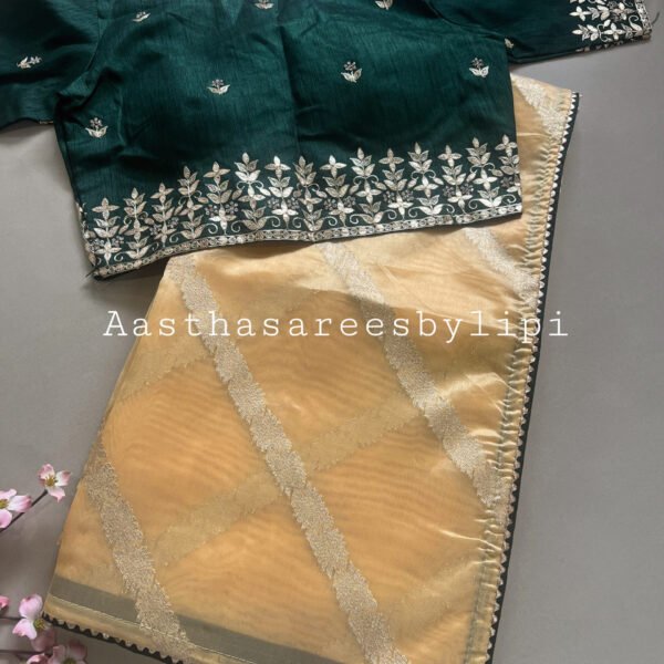 Ready Stitched Blouse Organza Silk Sarees