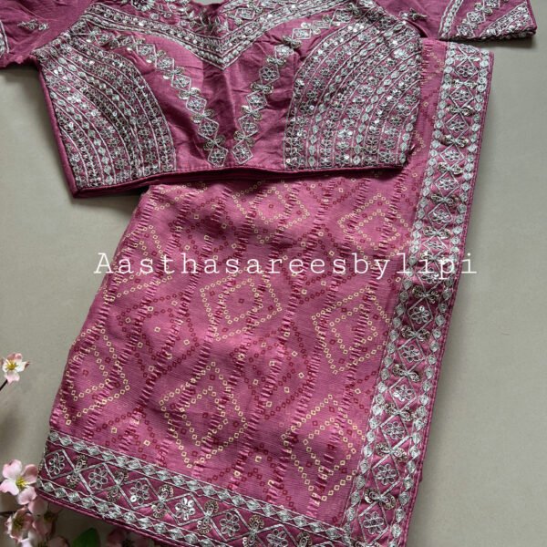 titched Blouse Bandhej Saree