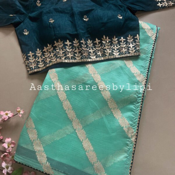 Ready Stitched Blouse Organza Silk Sarees