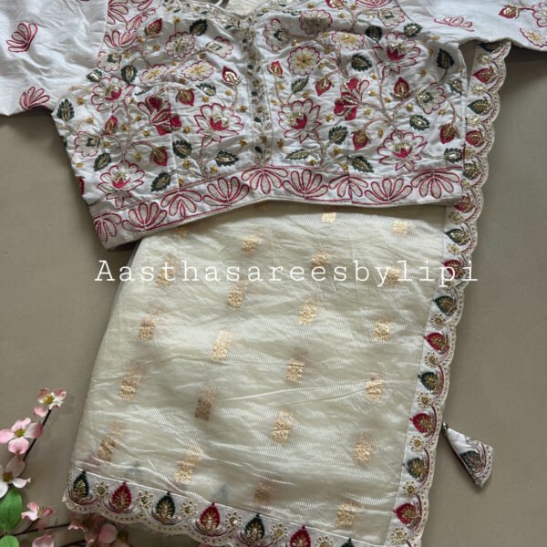 Stitched Blouse Soft Organza Saree