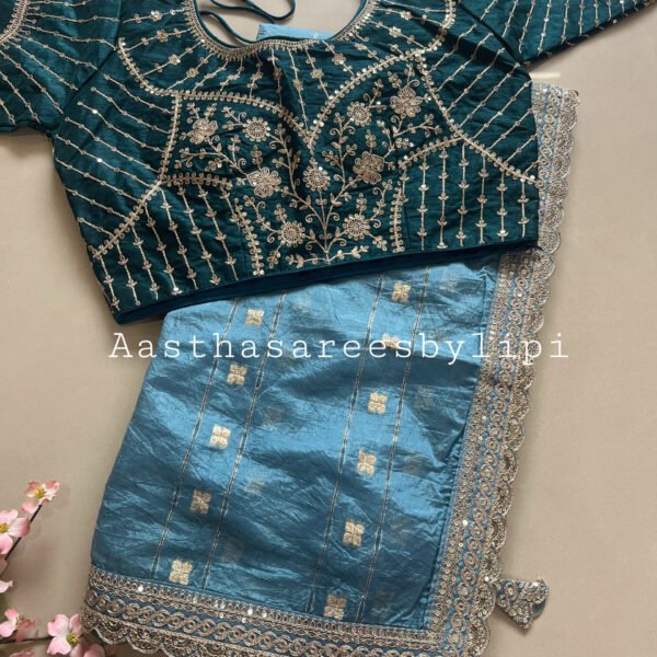 Stitched Blouse Soft Organza Saree