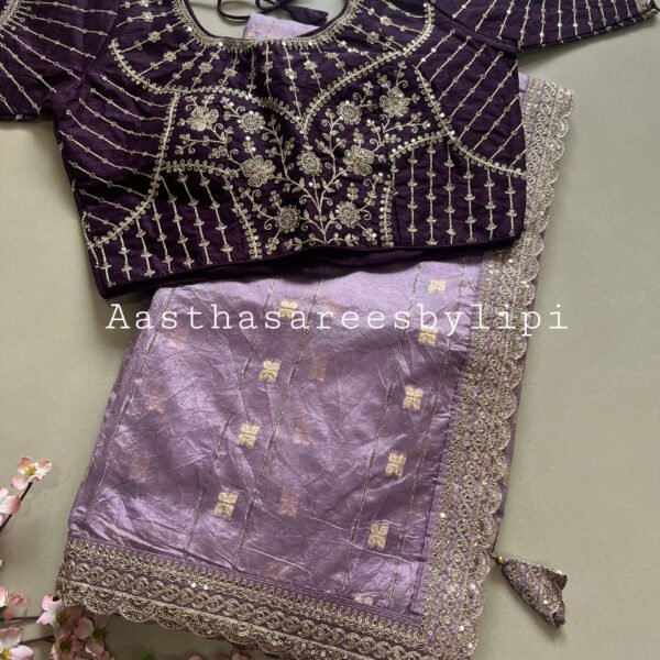 Stitched Blouse Soft Organza Saree