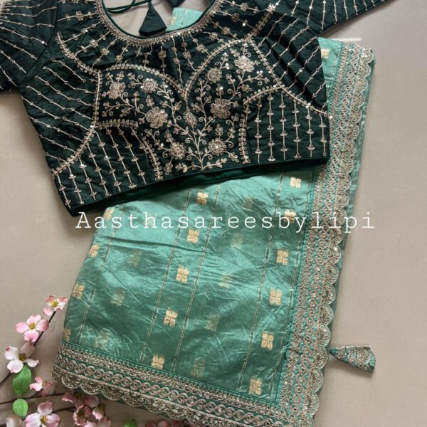 Stitched Blouse Soft Organza Saree