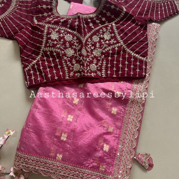 Stitched Blouse Soft Organza Saree