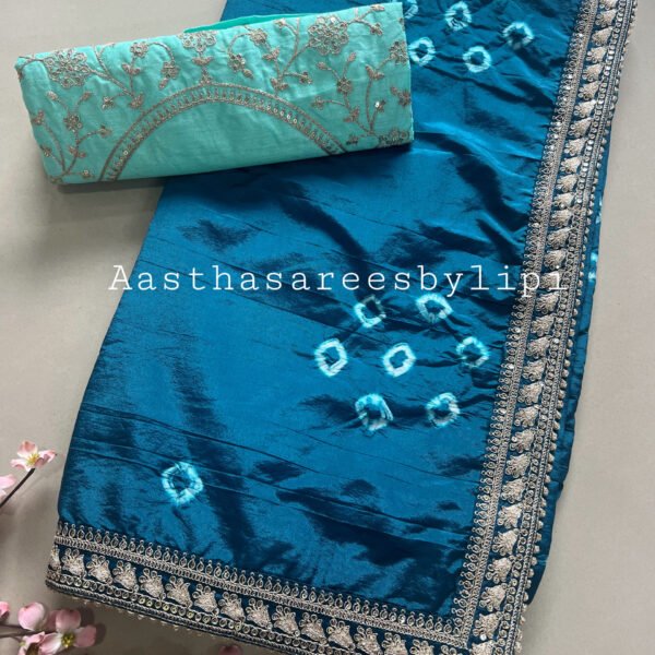 Heavy Blouse Tie and Dye Soft Silk Saree