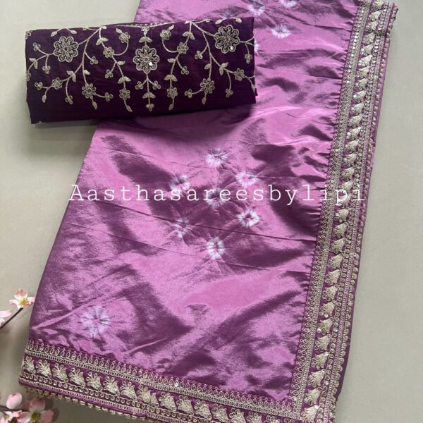 Heavy Blouse Tie and Dye Soft Silk Saree