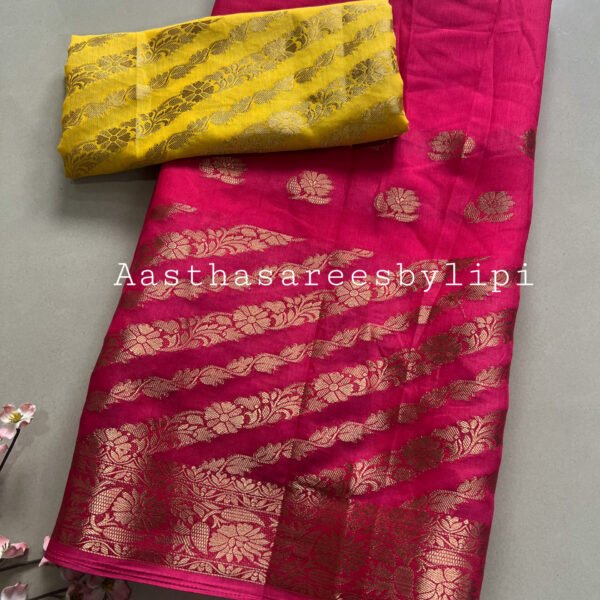 Dark Pink Soft Spun Cotton Saree