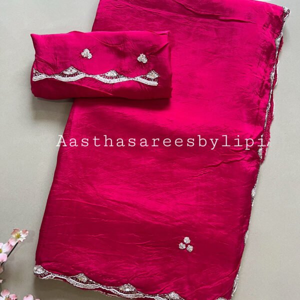 Pearl Hand Work Soft Upada Silk Saree