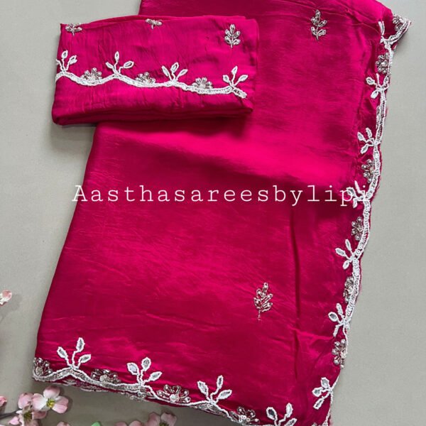 Pearl Hand Work Soft Upada Silk Saree