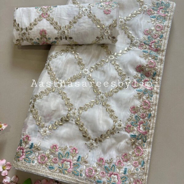 Exclusive Off White Shimmer Saree