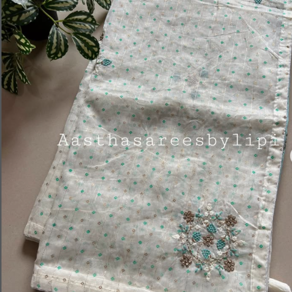 Bandhej Print Light Work Saree