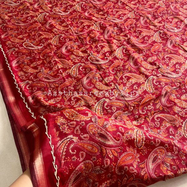 Printed Semi Mul Cotton Katha Work Sarees