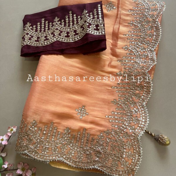 Pure Gotta Patti Semi Shimmer Organza Saree
