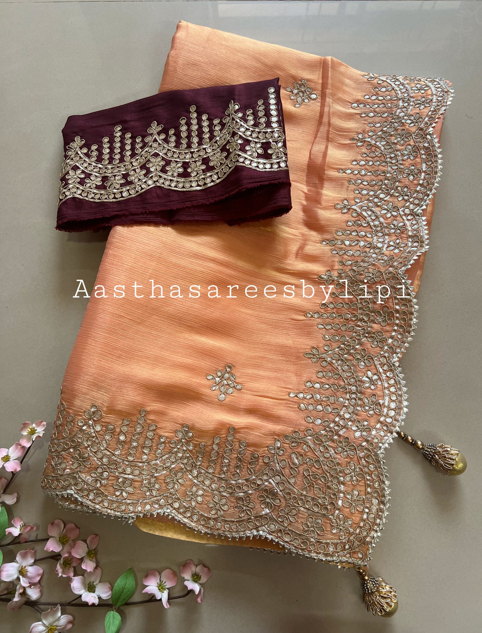 Pure Gotta Patti Semi Shimmer Organza Saree