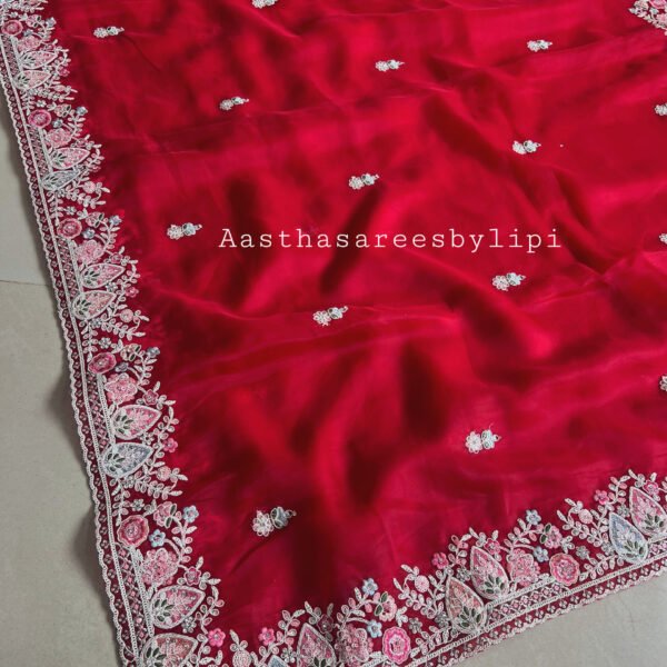 Multicoloured Border Soft Shimmer Chiffon Sarees