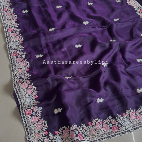 Multicoloured Border Soft Shimmer Chiffon Sarees