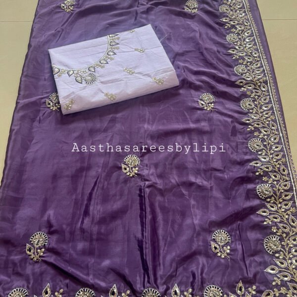 Exclusive Embroidery Border Dola Shimmer Silk Sarees