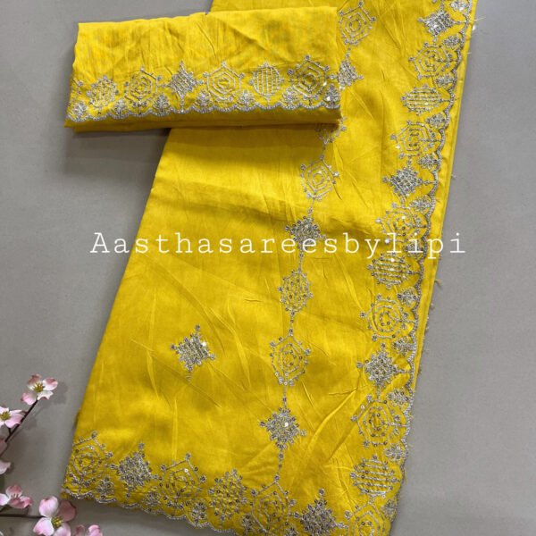 Yellow Rayon Cotton Saree