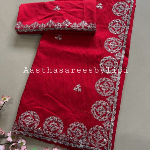 Red Rayon Cotton Saree