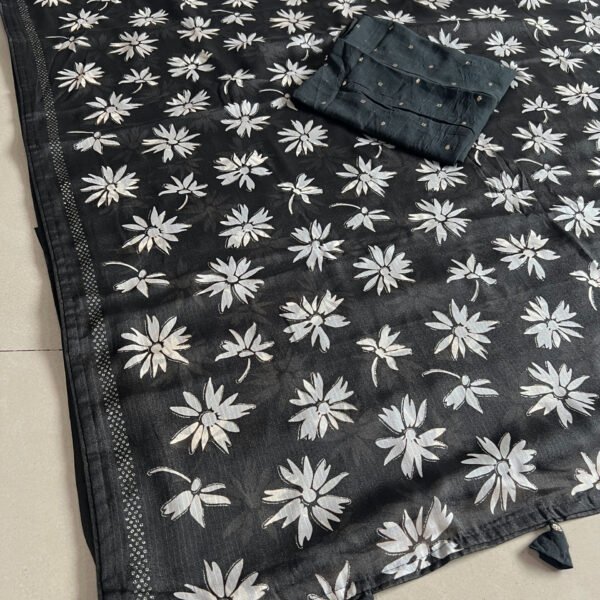 Black Premium Georgette Printed Saree
