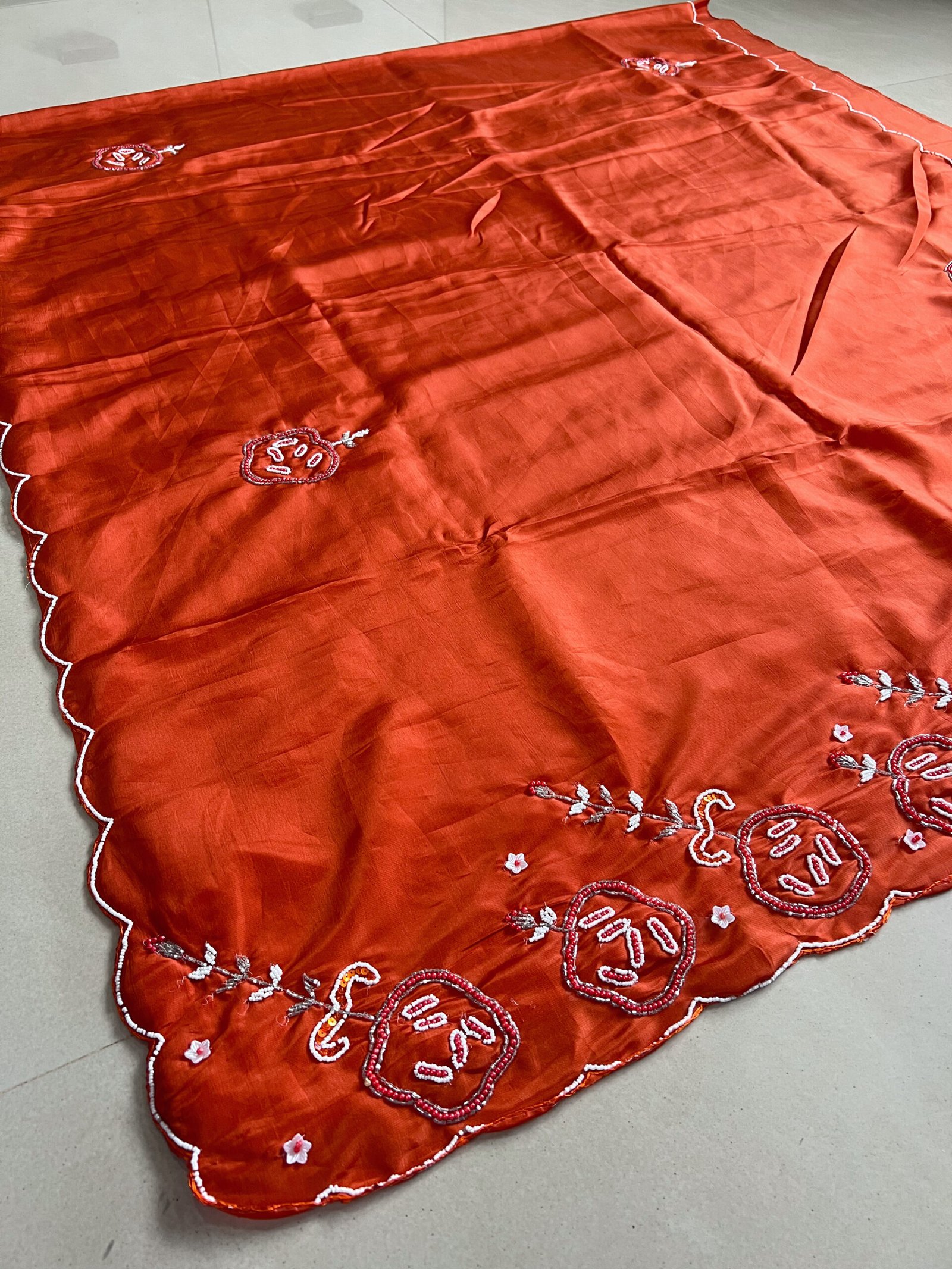 Party Wear Pearl Hand Work Shimmer Silk Sarees✨