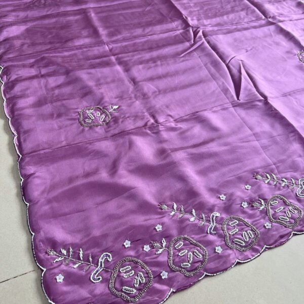 Party Wear Pearl Hand Work Shimmer Silk Sarees✨