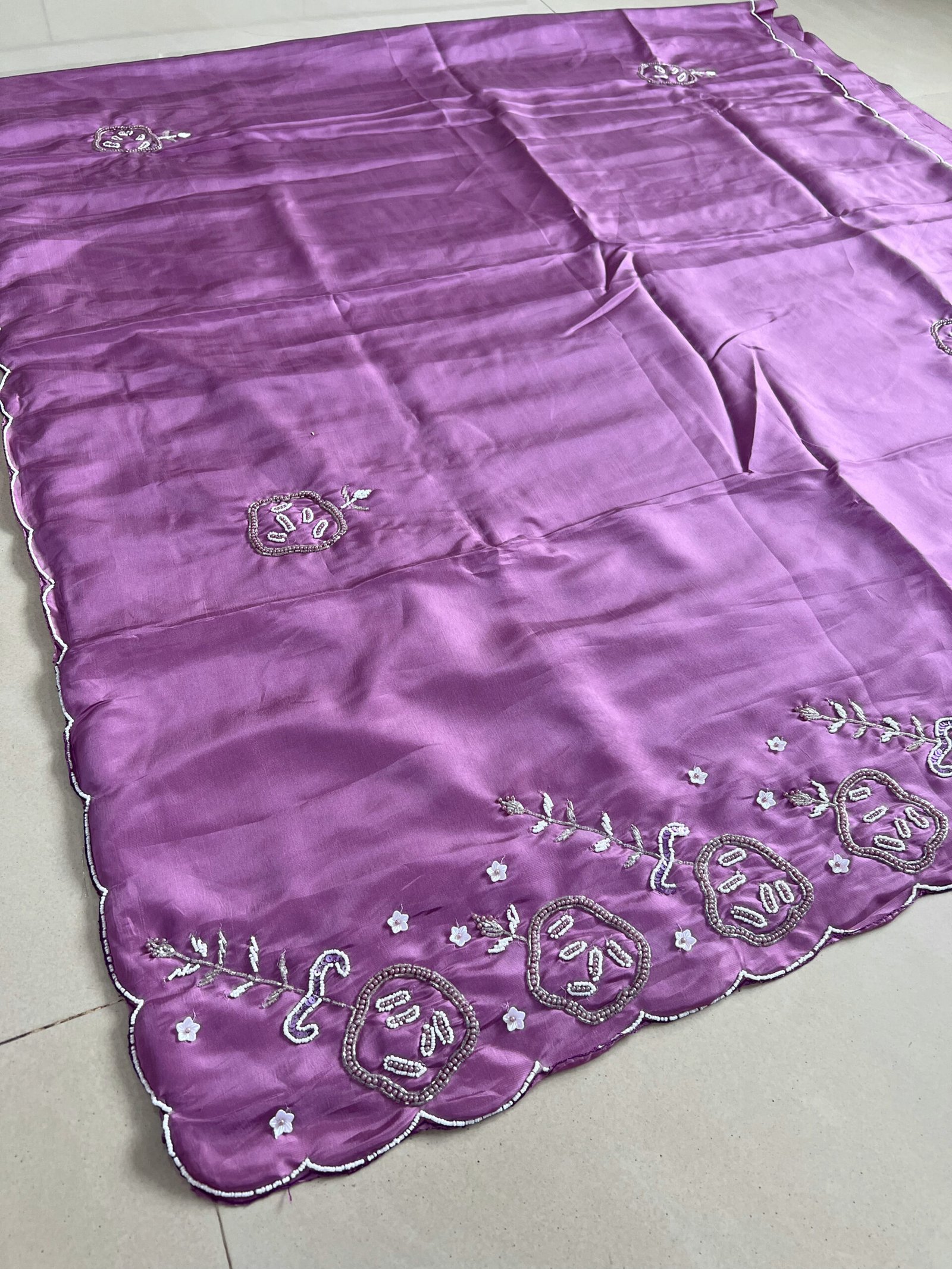 Party Wear Pearl Hand Work Shimmer Silk Sarees✨