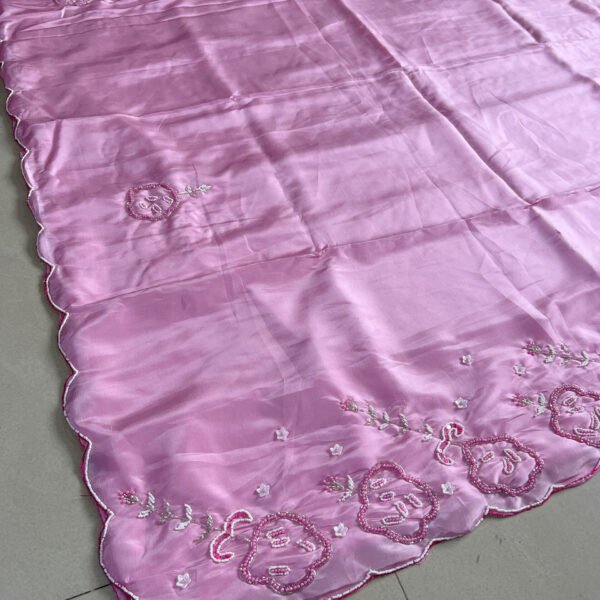 Party Wear Pearl Hand Work Shimmer Silk Sarees✨