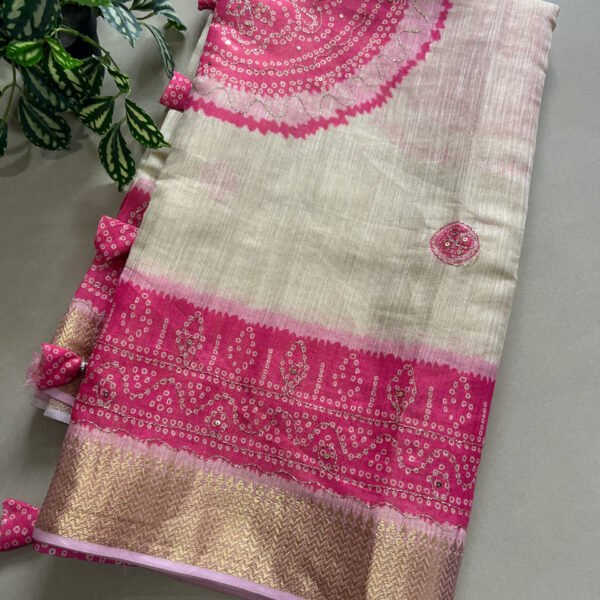 Bandhej Print Semi Cotton Silk Saree