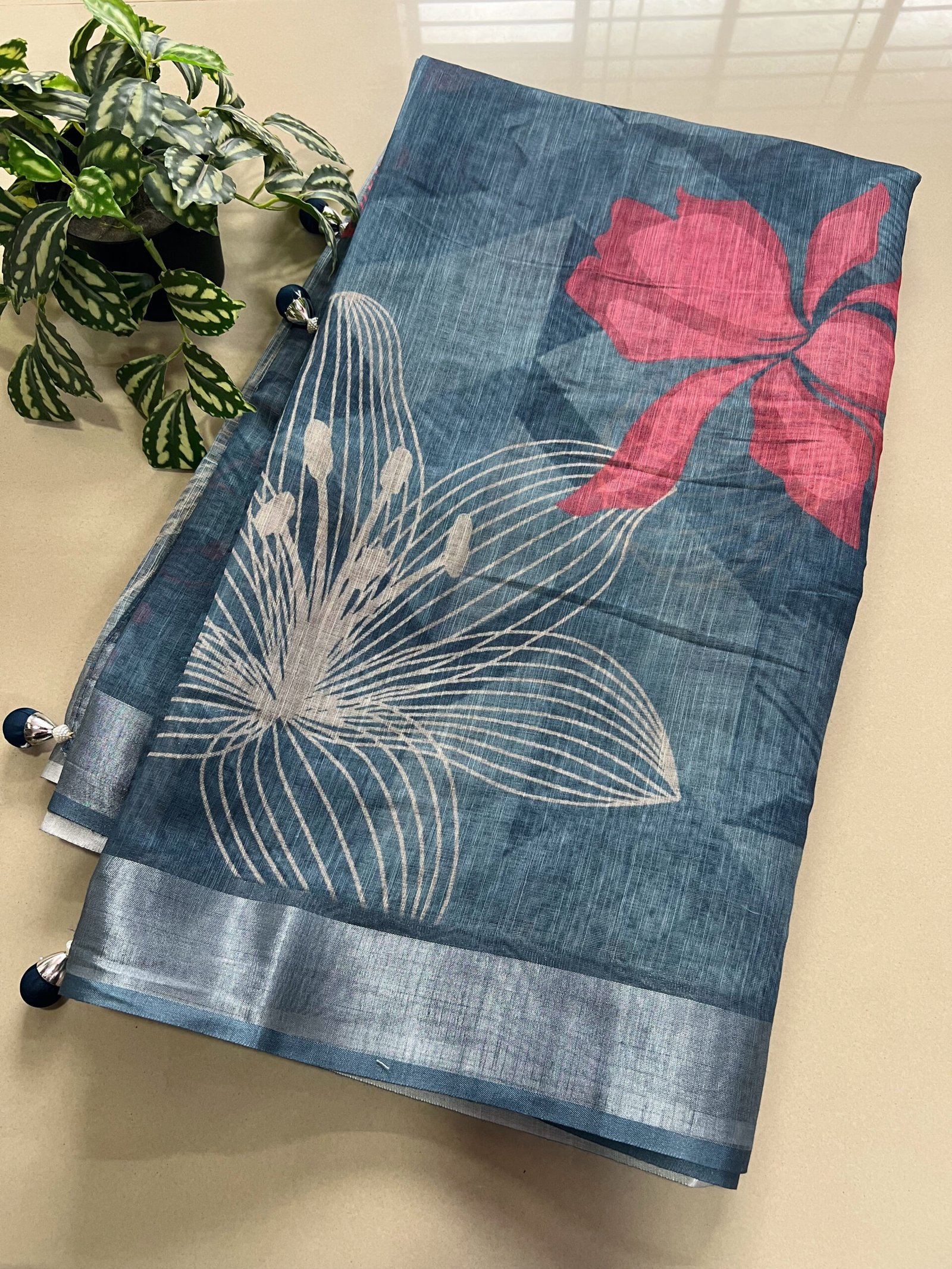 Printed Semi Linen Cotton Saree