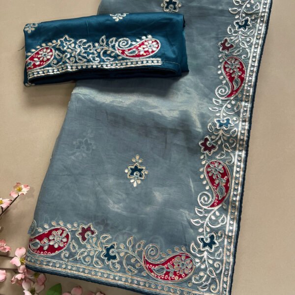 Pure Gotta Patti Soft Tissue Shimmer Saree