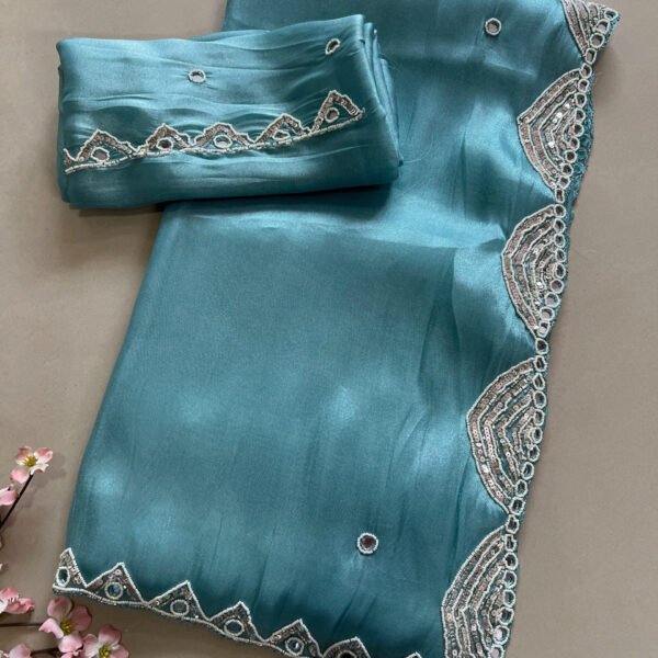 Mirror Work Korsa Organza Saree