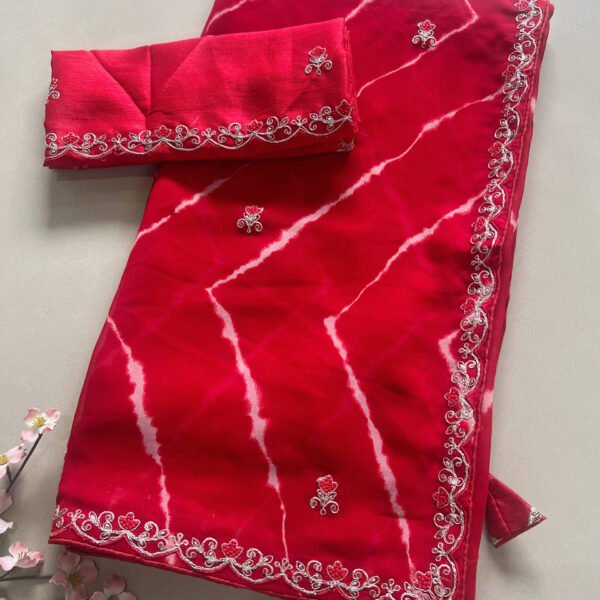 Zig Zag Lehriya Pitta Work Saree