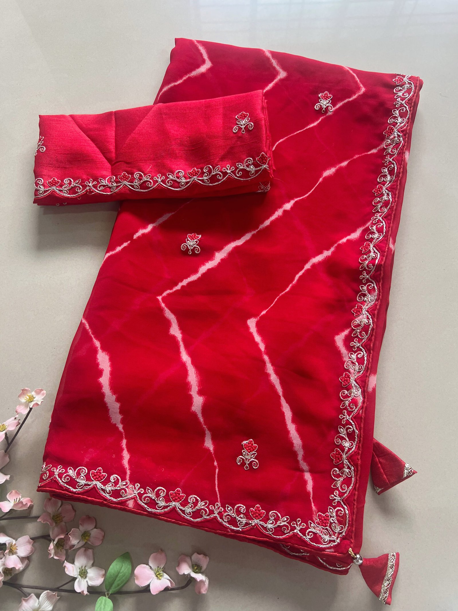 Zig Zag Lehriya Pitta Work Saree