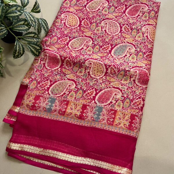 Weightless Chiffon Printed Saree with Resham Thread Border
