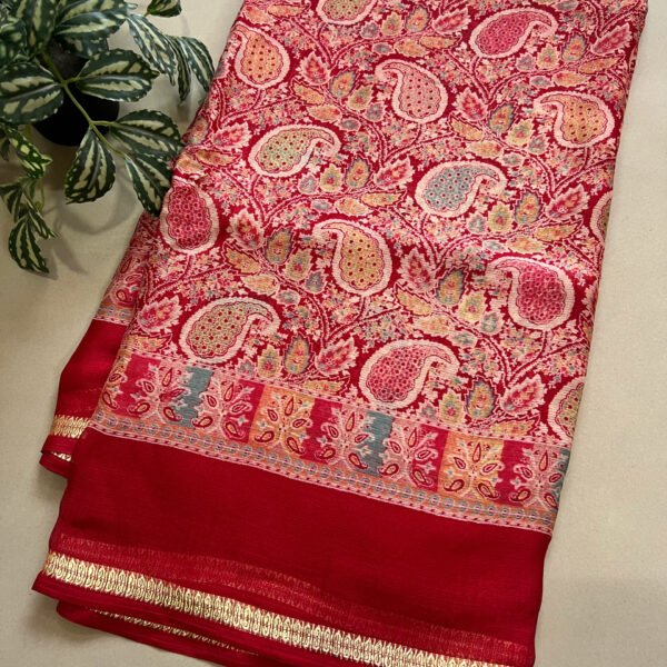 Weightless Chiffon Printed Saree with Resham Thread Border
