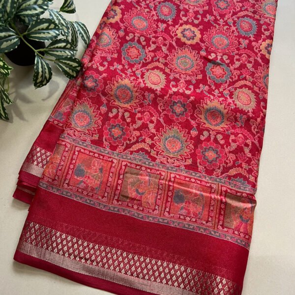 Premium Printed Semi Georgette Fabric Saree with Weaving Border