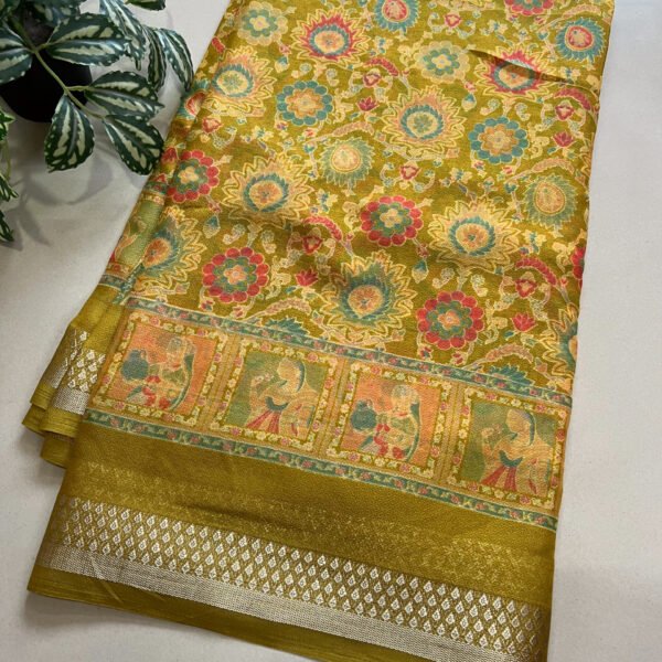 Premium Printed Semi Georgette Fabric Saree with Weaving Border