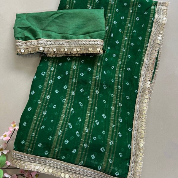 Chiffon Bandhej Sarees with Beautiful Lace Border