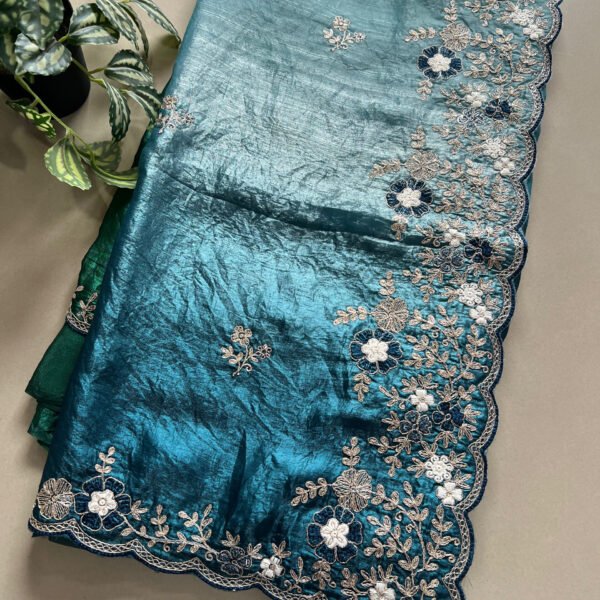 Ombré Crush Shimmer Satin Saree