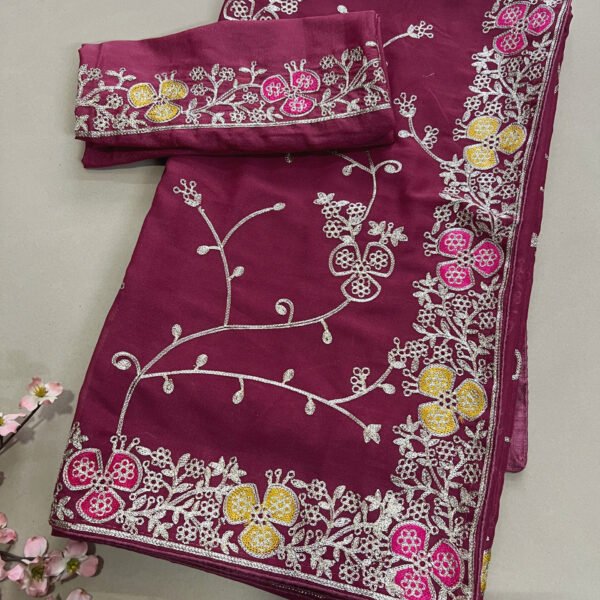 Jaal Pitta Work Soft Shimmer Saree