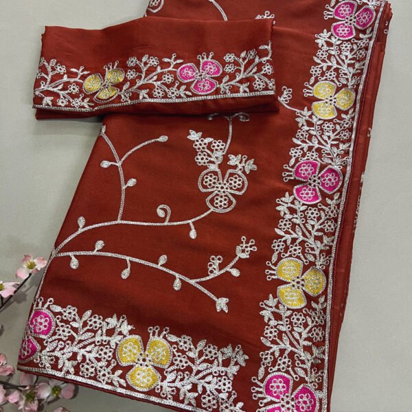 Jaal Pitta Work Soft Shimmer Saree