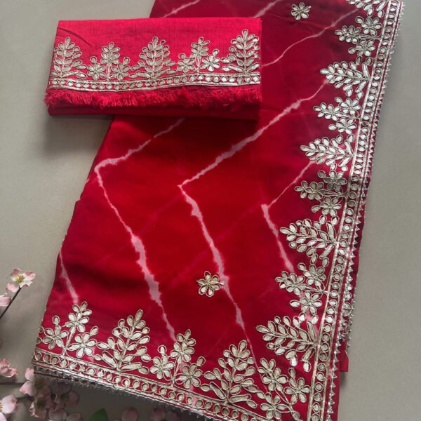 Pure Gotta Patti Lehriya Georgette Saree