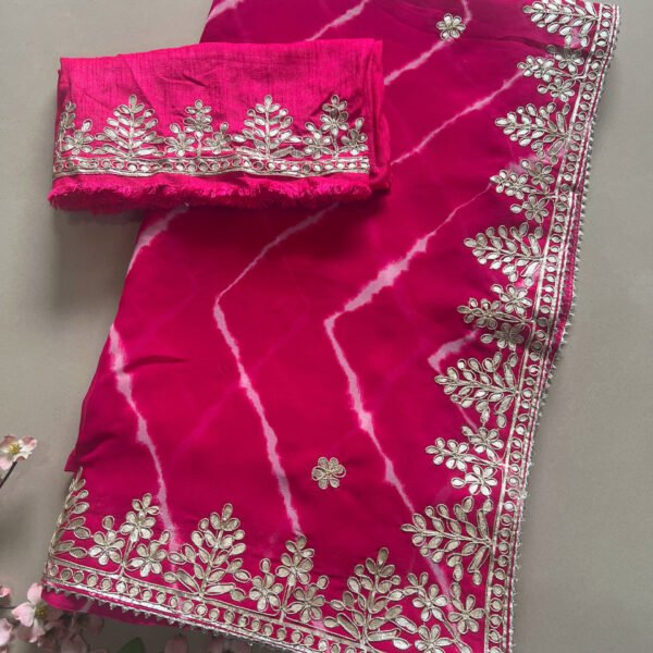 Pure Gotta Patti Lehriya Georgette Saree