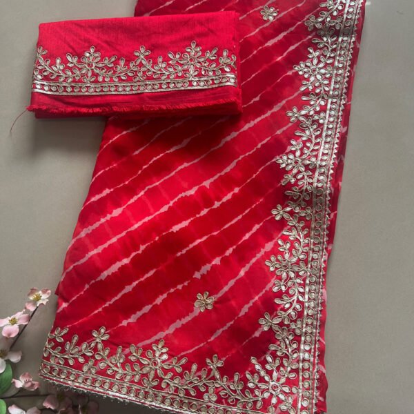 Pure Gotta Patti Lehriya Georgette Saree