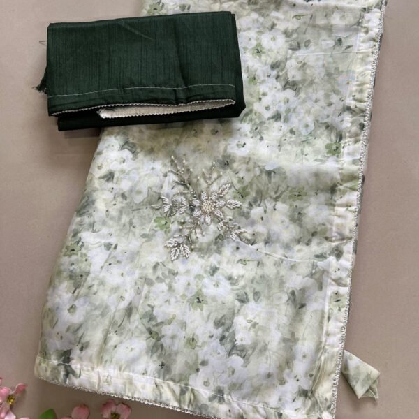 Floral Print Light Work Soft Chiffon Organza Saree