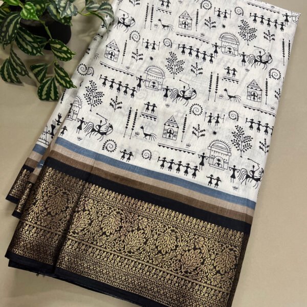 Warli Inspired Semi Soft Silk Saree