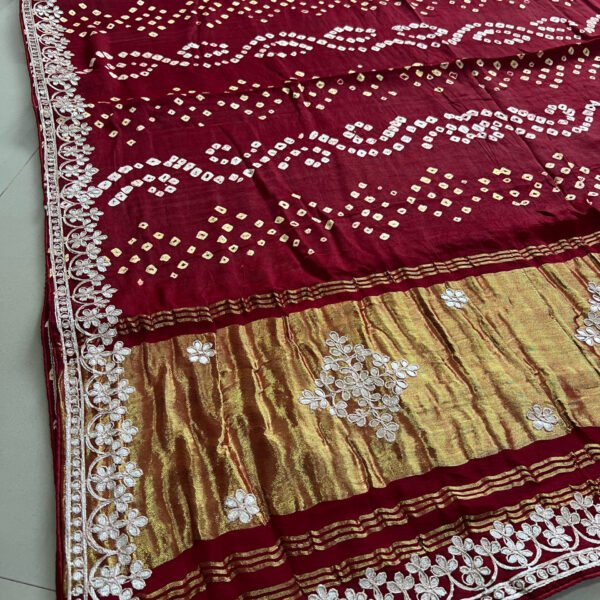 Pure Gajji Silk Gotta Patti Lakda Patta Pallu Saree