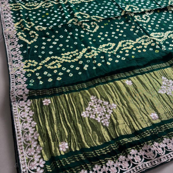 Pure Gajji Silk Gotta Patti Lakda Patta Pallu Saree