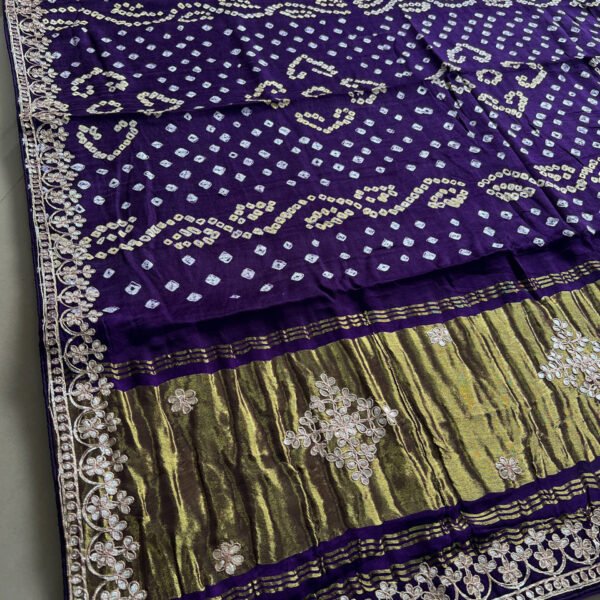 Pure Gajji Silk Gotta Patti Lakda Patta Pallu Saree
